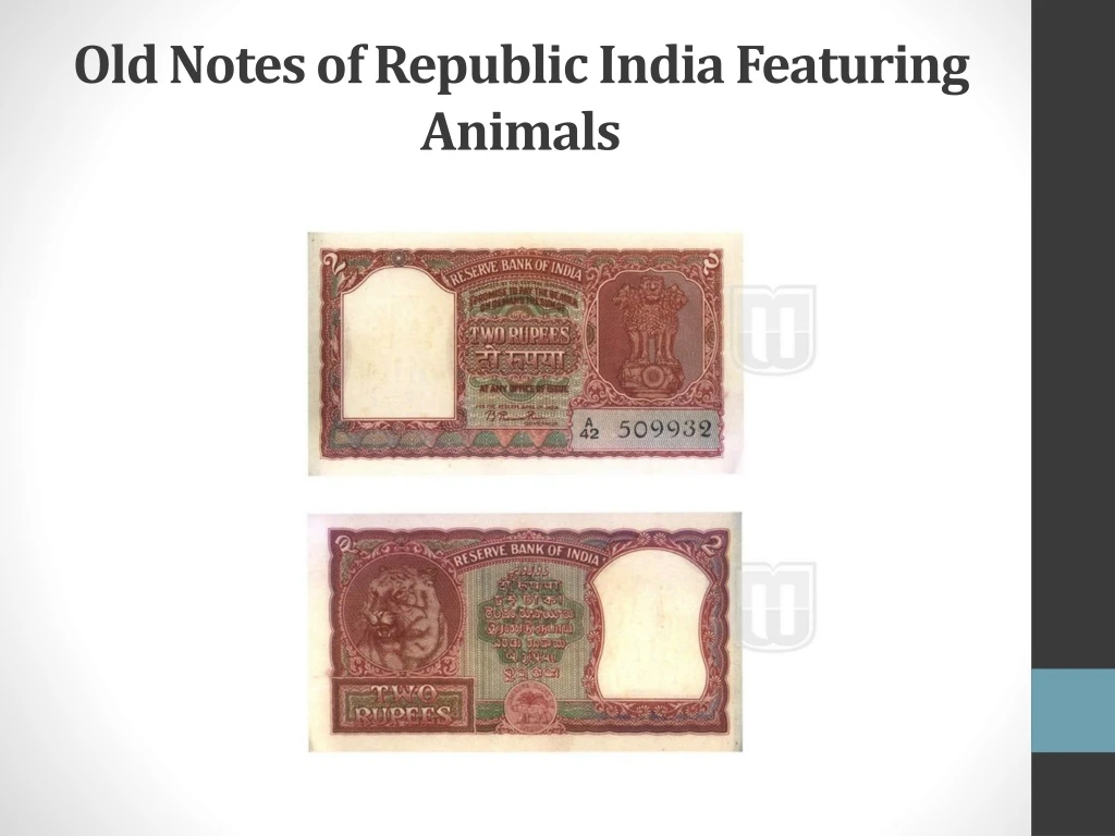 old notes of republic india featuring animals