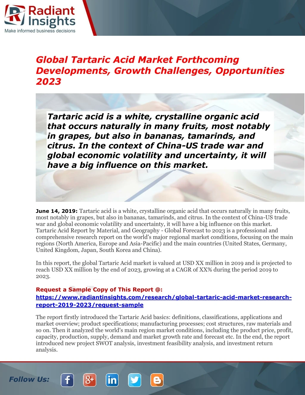 global tartaric acid market forthcoming
