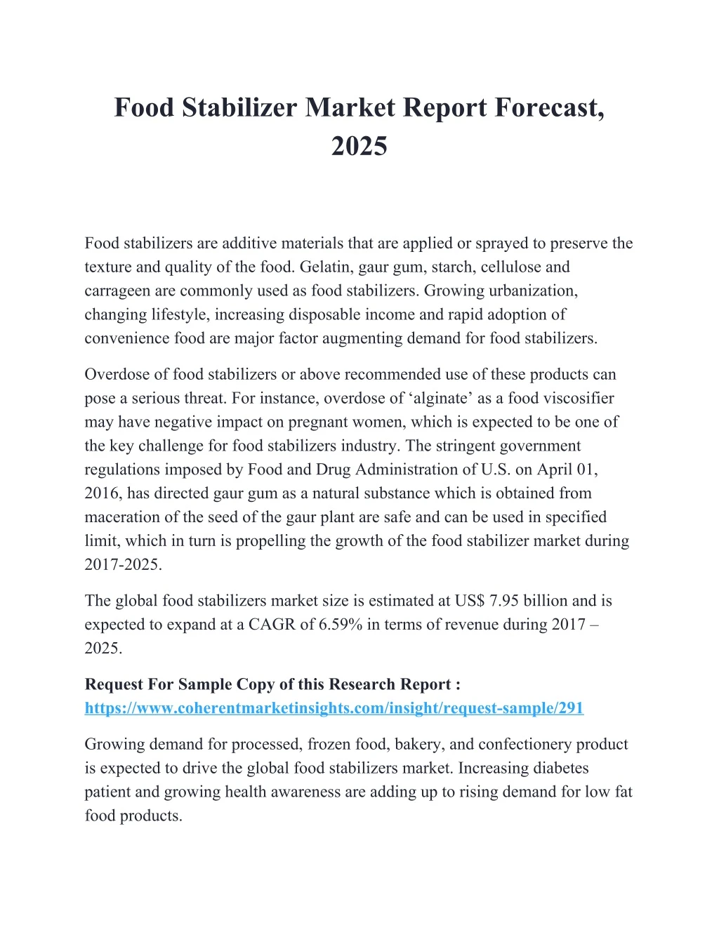food stabilizer market report forecast 2025