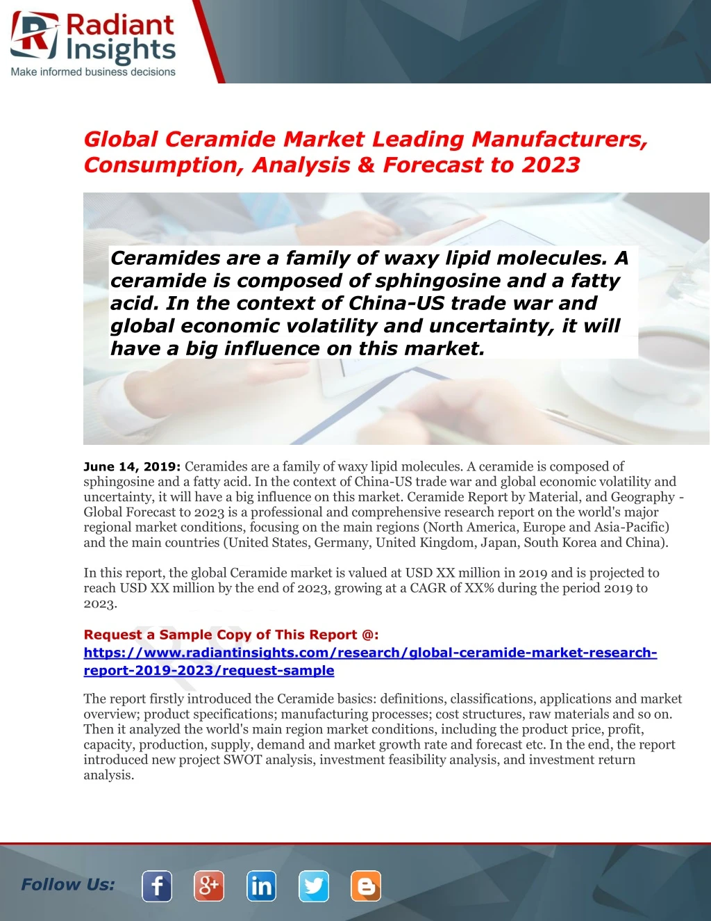 global ceramide market leading manufacturers