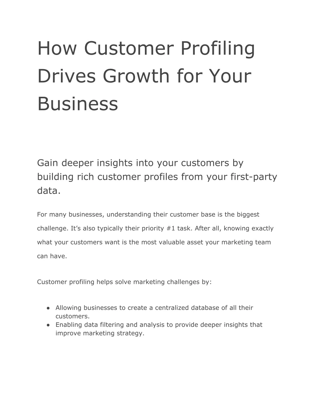 how customer profiling drives growth for your