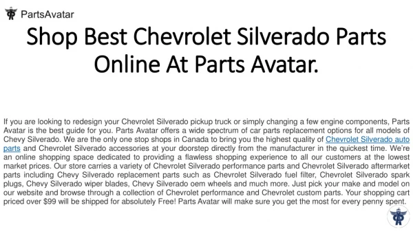 Shop Top Quality Chevrolet Silverado Auto Parts at Parts Avatar.