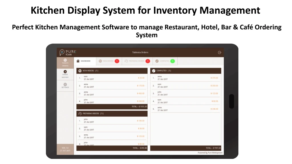kitchen display system for inventory management