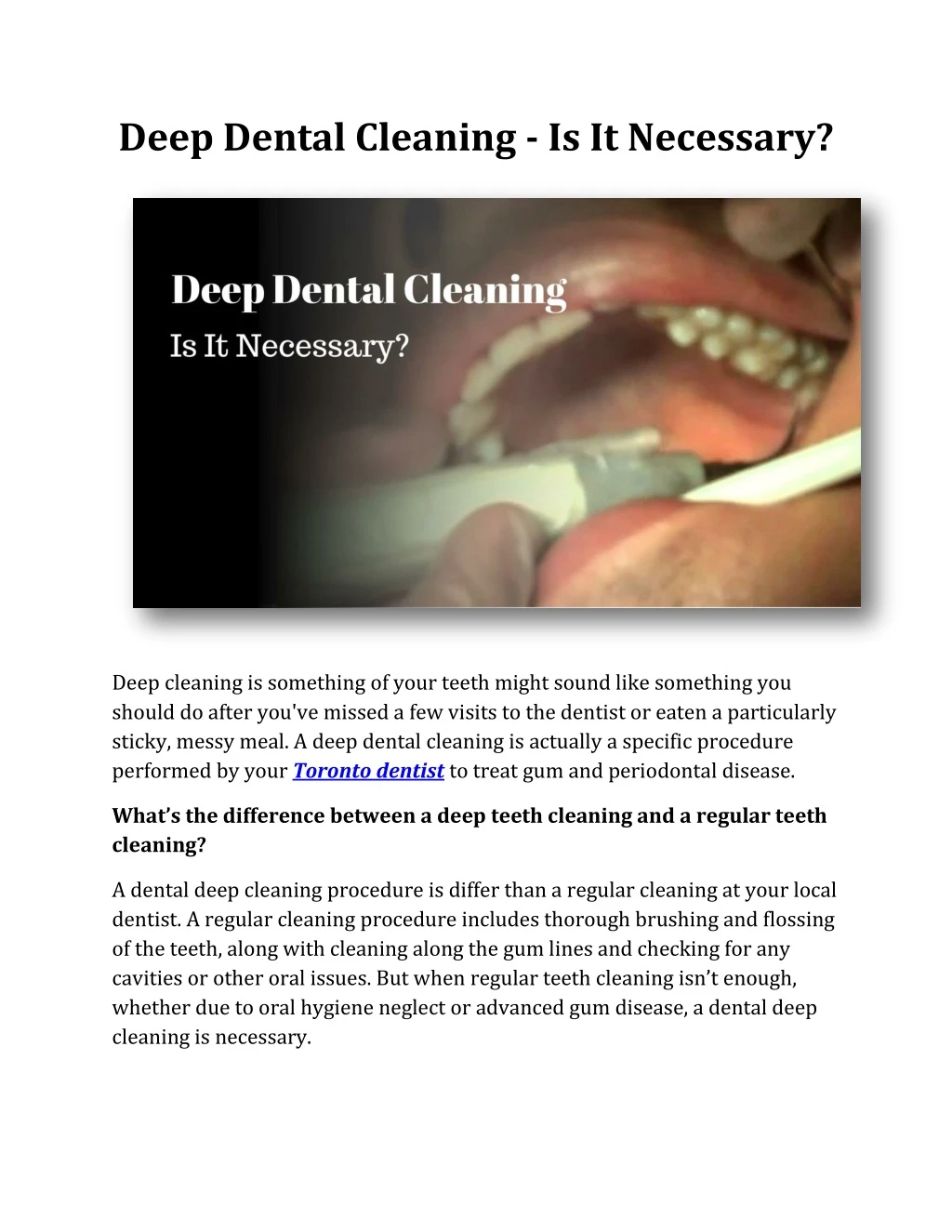 deep dental cleaning is it necessary