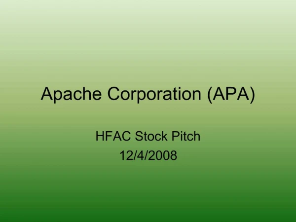 Apache Corporation APA