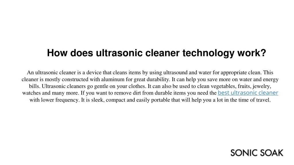 how does ultrasonic cleaner technology work