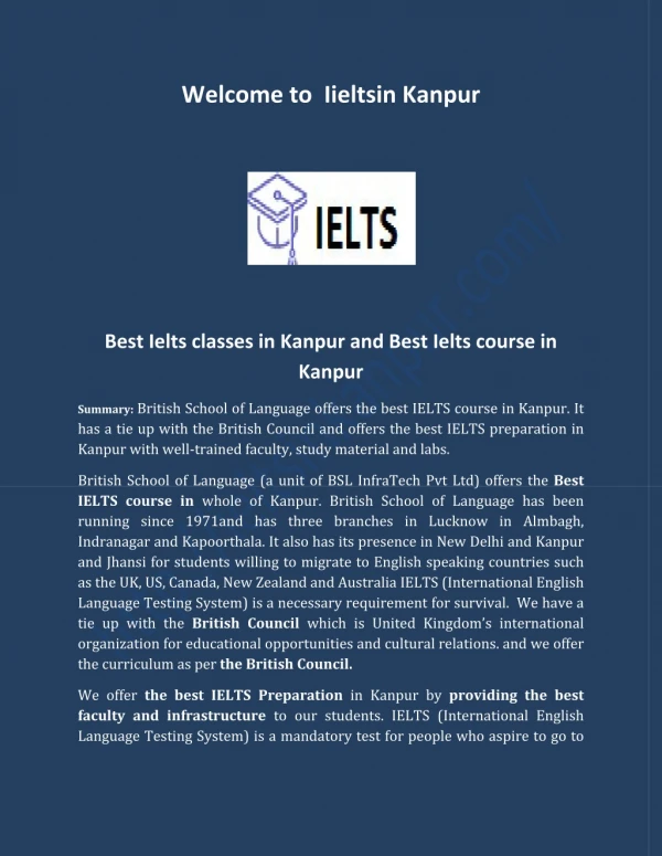 Best Ielts coaching in Kanpur, Best Ielts institute in Kanpur
