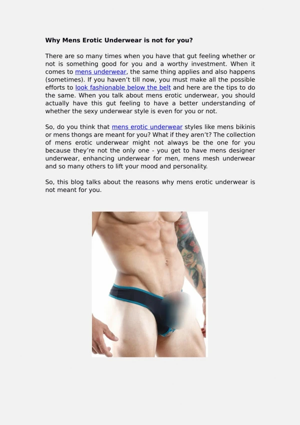 Why Mens Erotic Underwear is not for you?