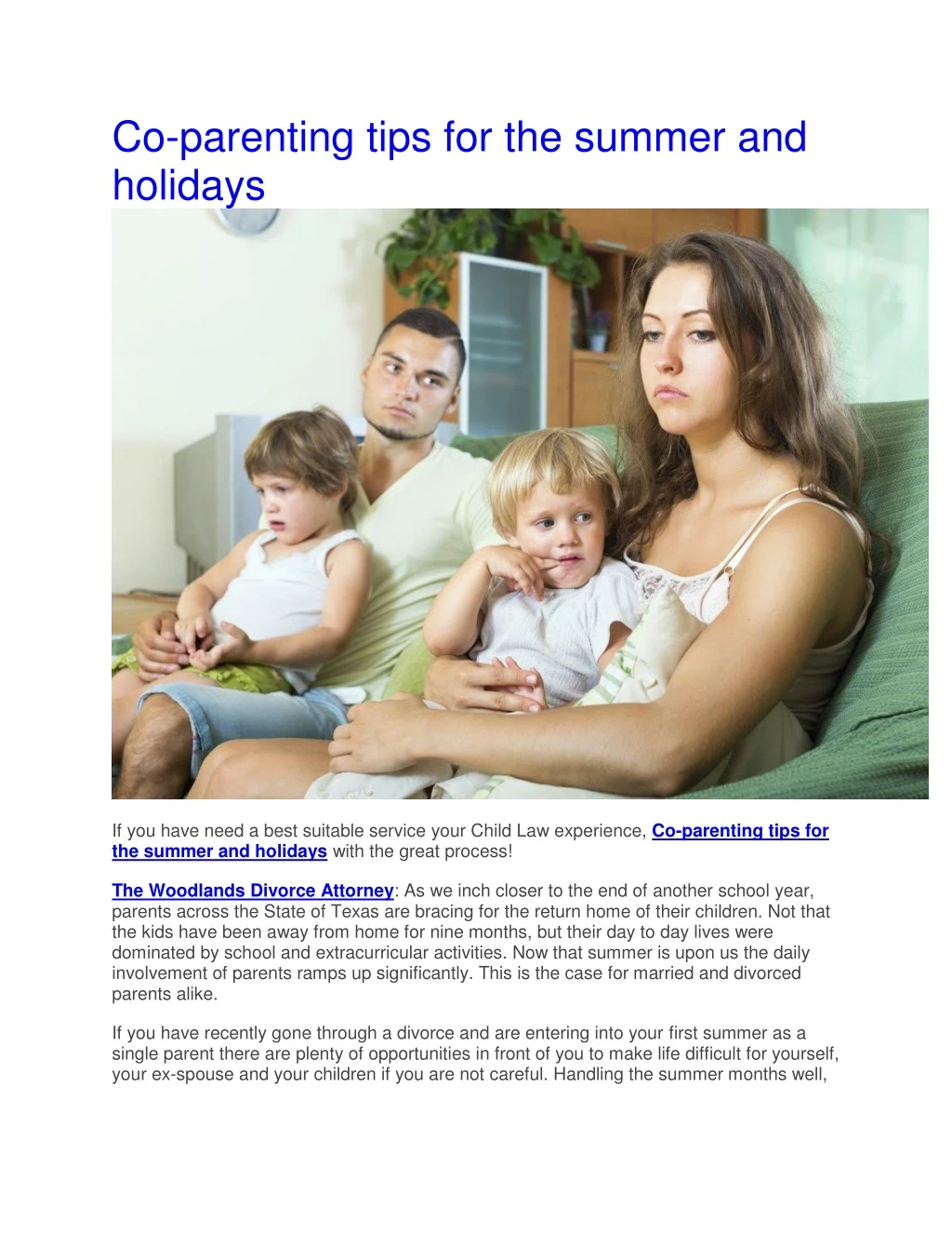 co parenting tips for the summer and holidays