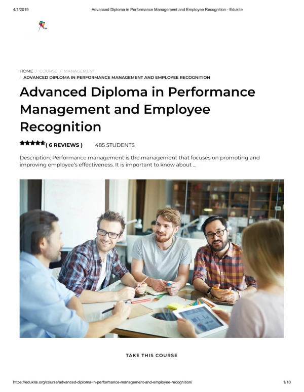 Advanced Diploma in Performance Management and Employee Recognition - Edukite