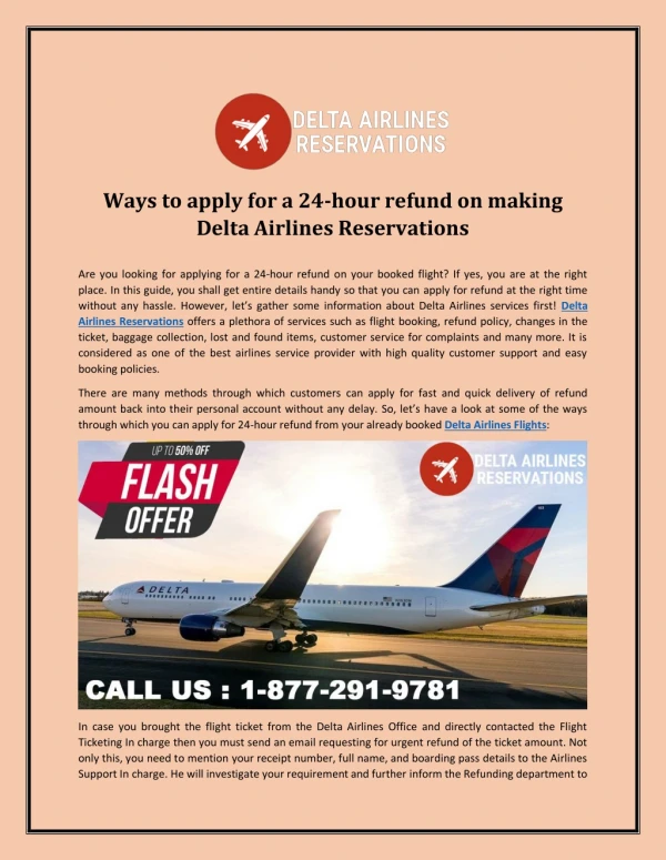 Ways to apply for a 24-hour refund on making Delta Airlines Reservations