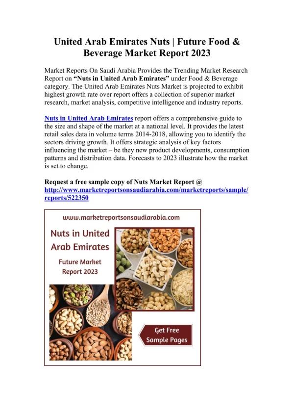 United Arab Emirates Nuts | Future Food & Beverage Market Report 2023