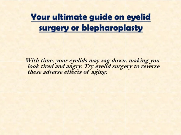 Eyelid Surgery Denver