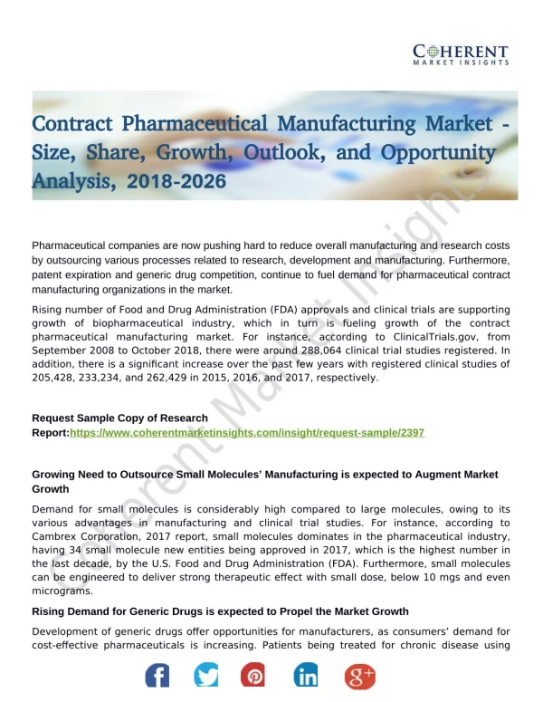 Contract Pharmaceutical Manufacturing Market Advancements to Watch Out For 2026