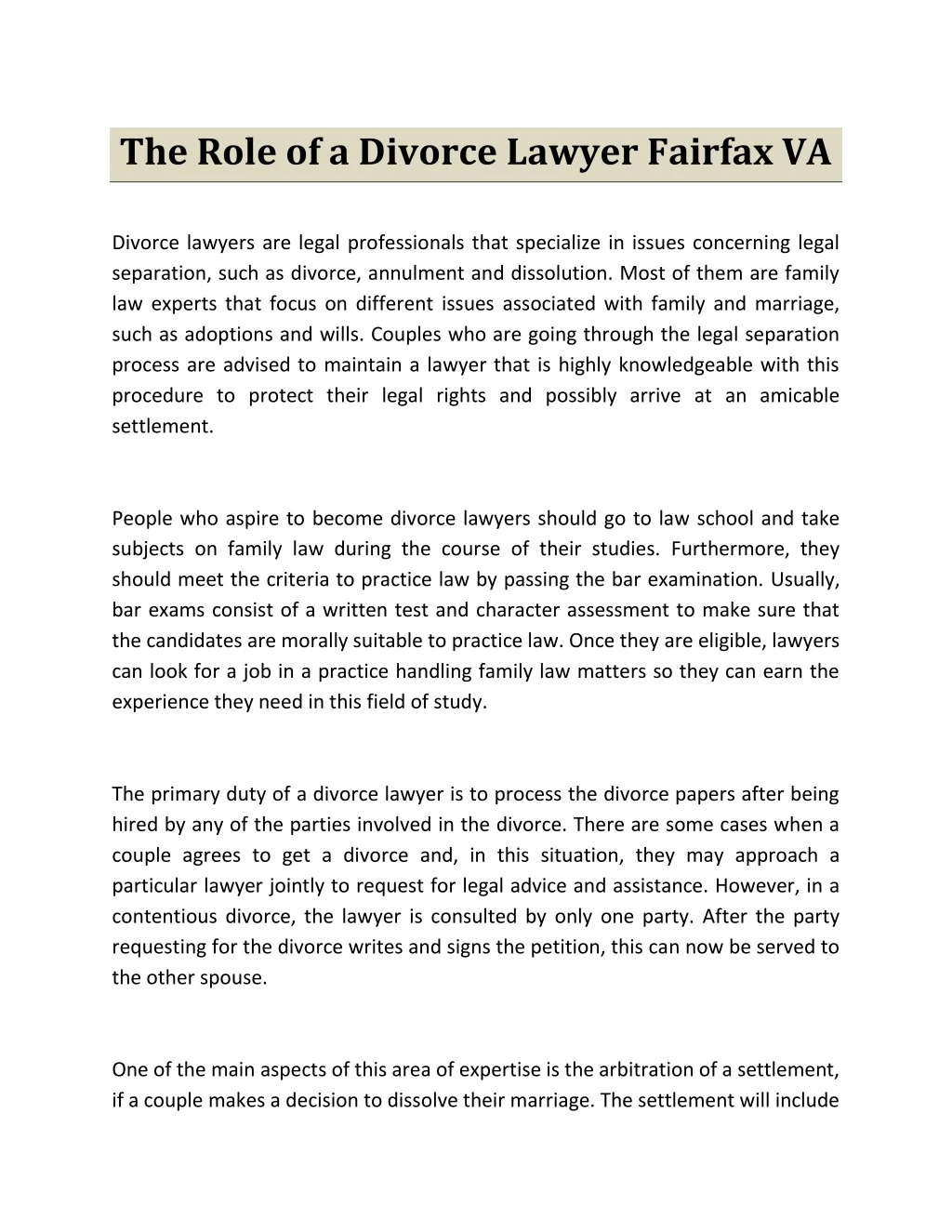 the role of a divorce lawyer fairfax va