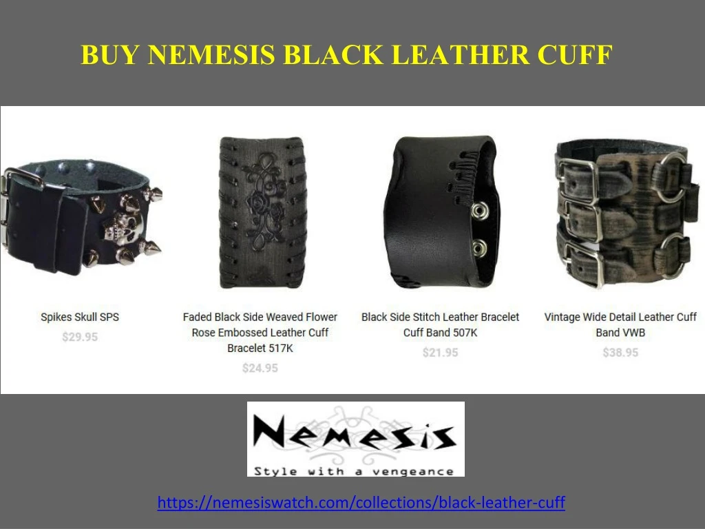 buy nemesis black leather cuff