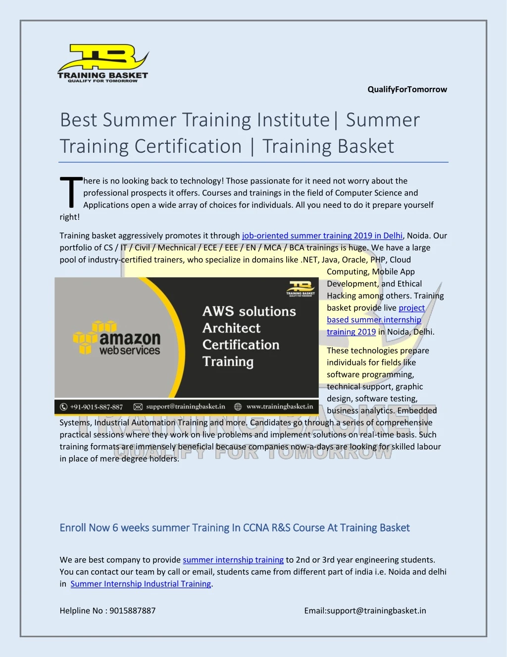 best summer training institute summer training