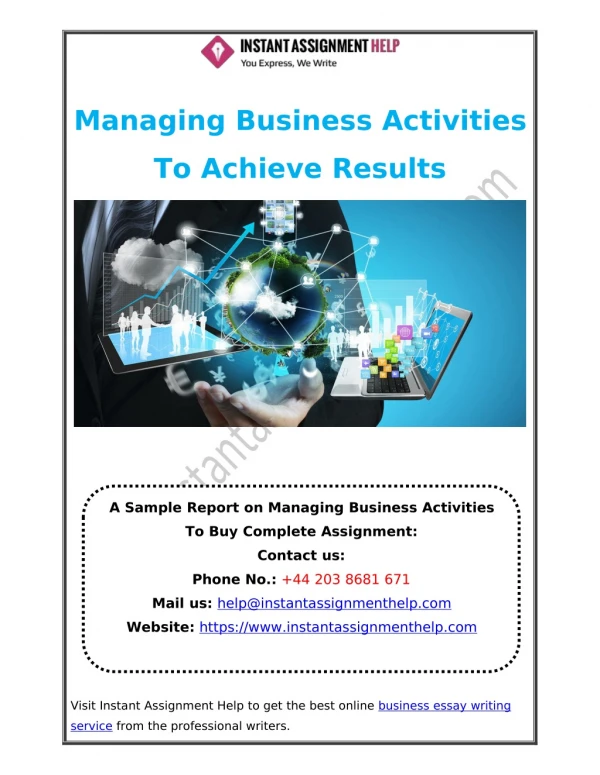 Managing Business Activities To Achieve Results