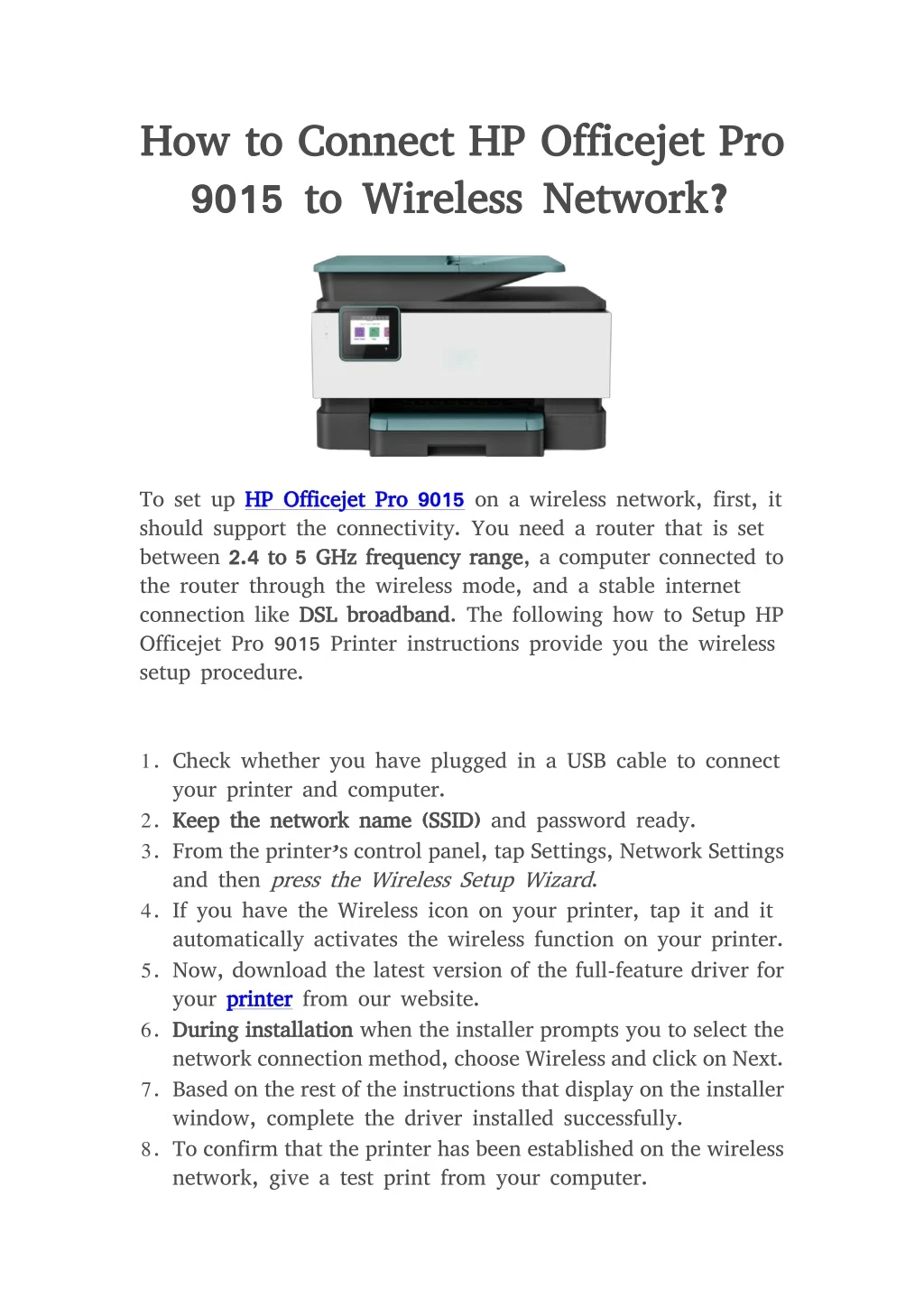 how how to to connect 9015 9015 to to wireless