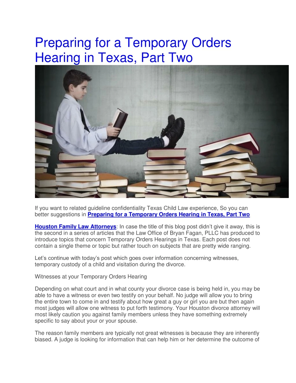 preparing for a temporary orders hearing in texas