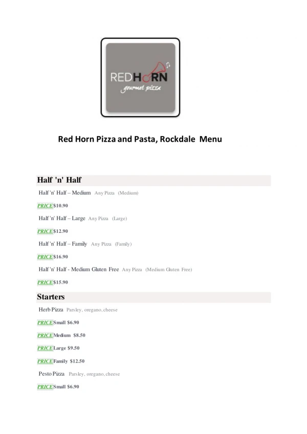 15% Off - Red Horn Pizza and Pasta-Rockdale - Order Food Online