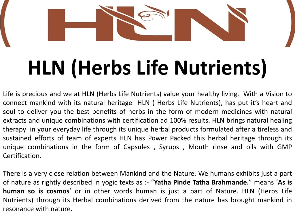 hln herbs life nutrients life is precious