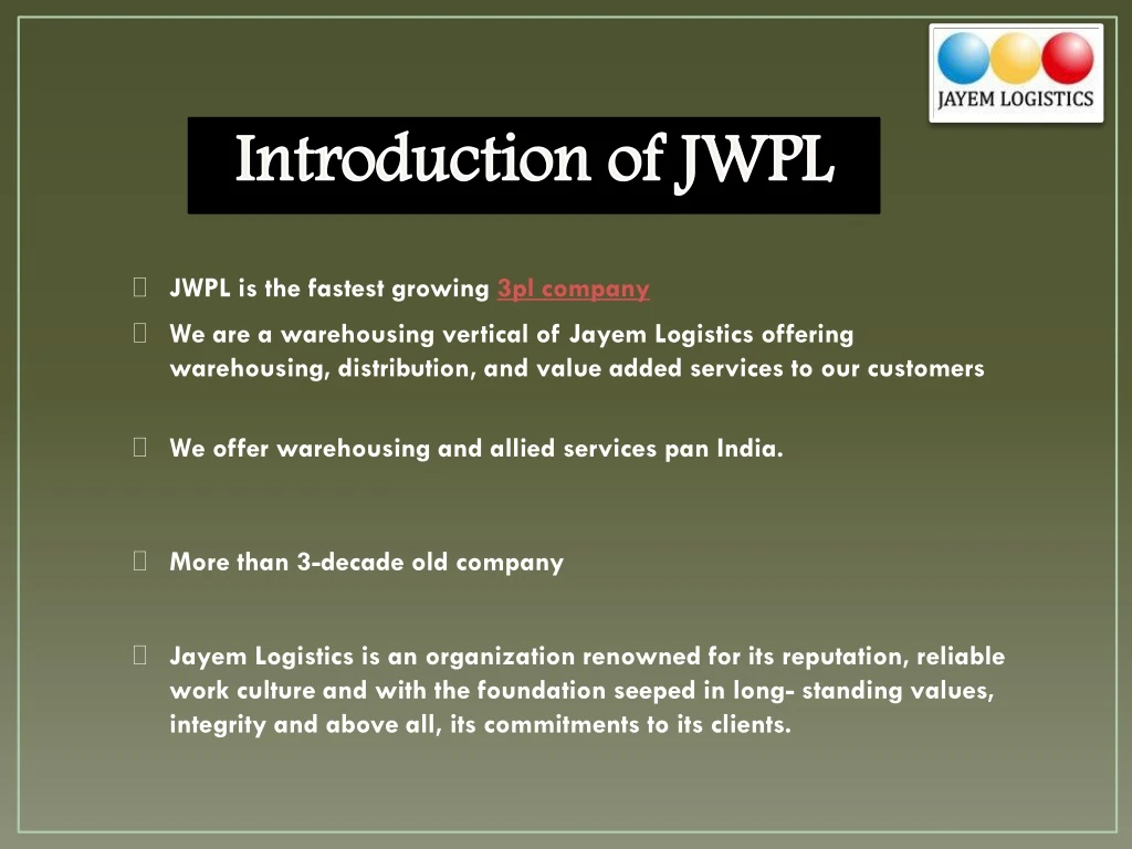 introduction of jwpl
