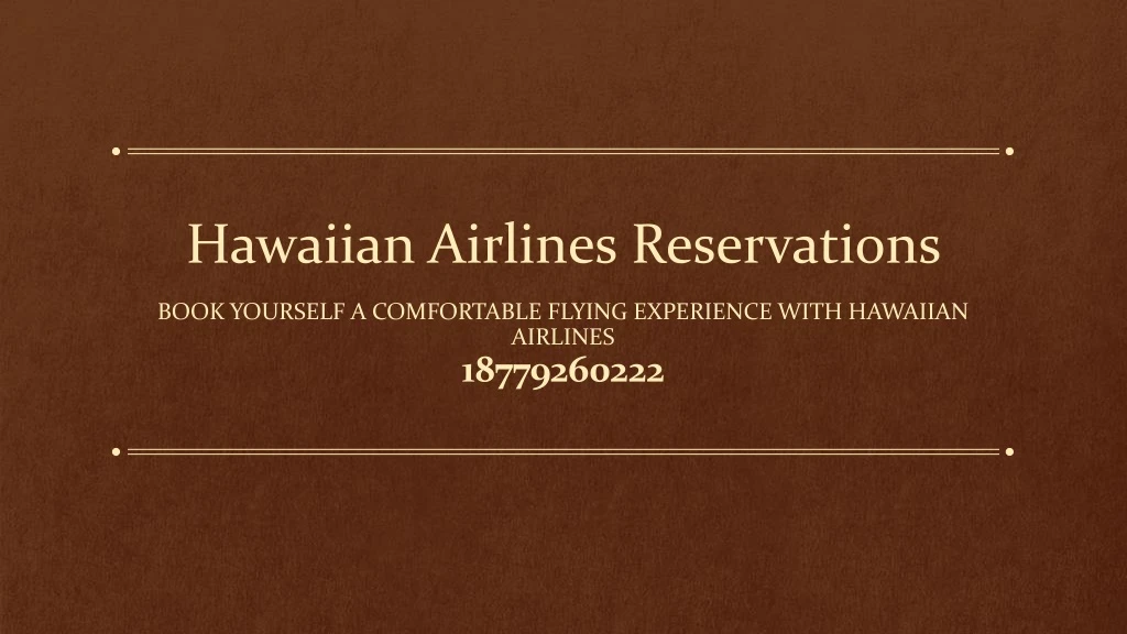 hawaiian airlines reservations