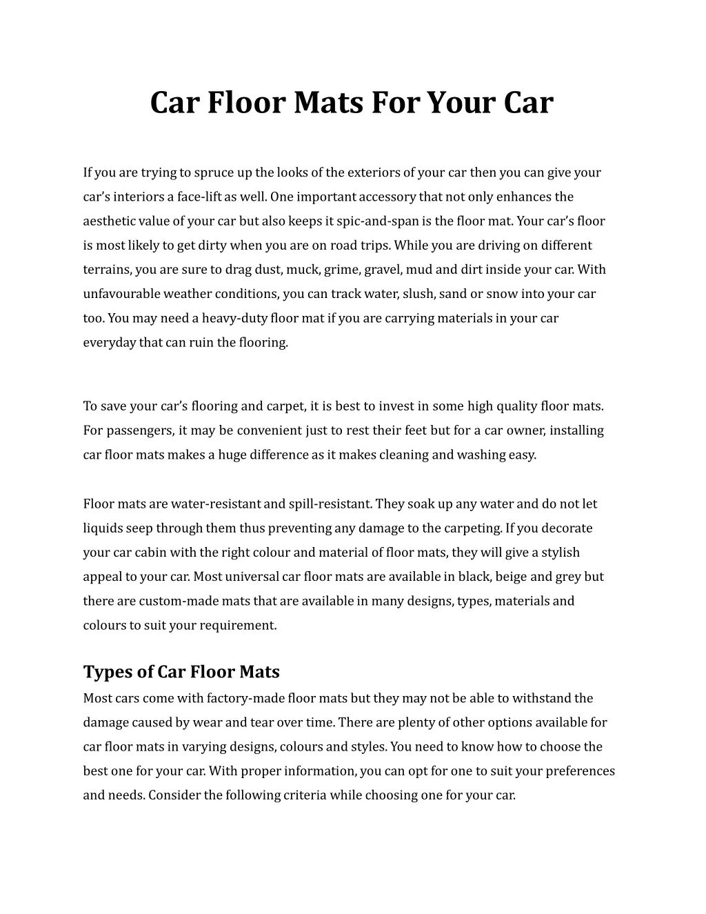 car floor mats for your car