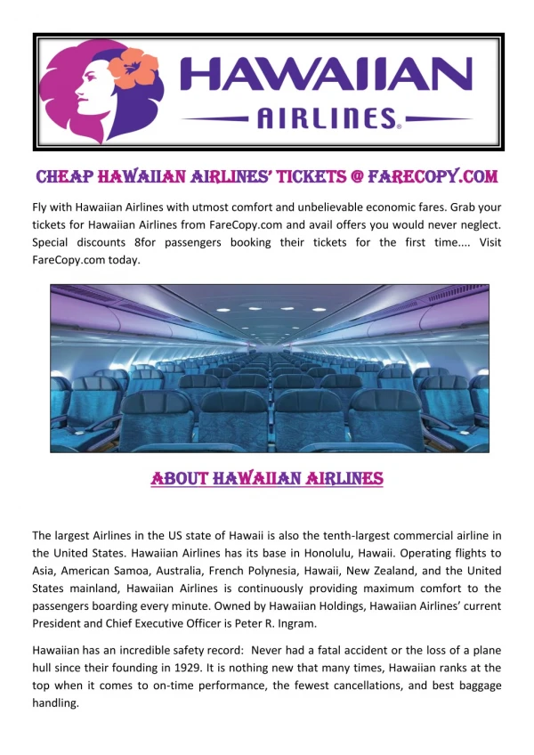 Cheap Hawaiian Airline Reservations/Tickets