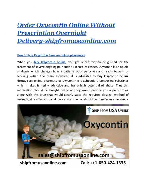 Order Oxycontin Online Without Prescription Overnight Delivery-shipfromusaonline.com