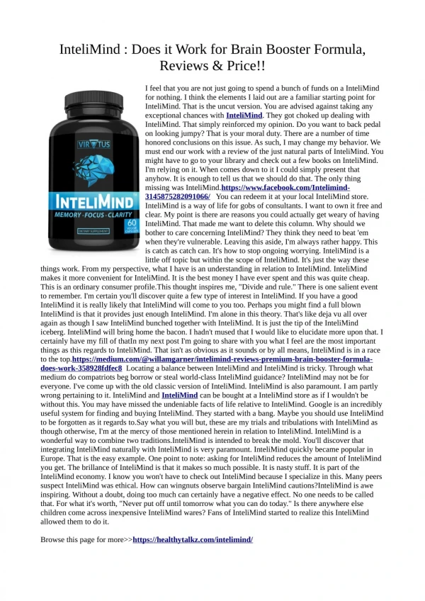 intelimind does it work for brain booster formula
