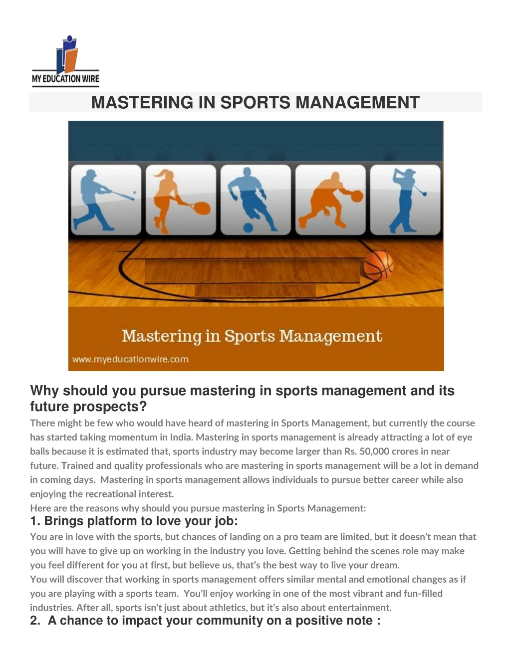 mastering in sports management