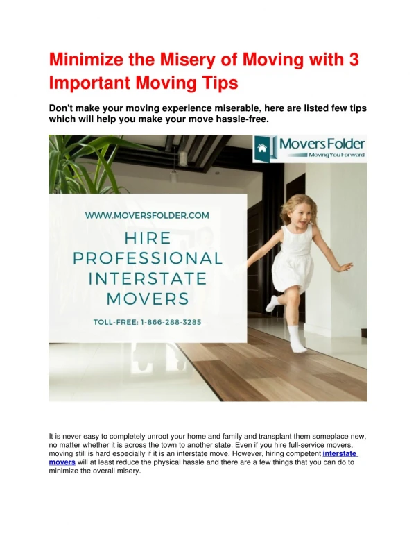 Minimize the Misery of Moving with 3 Important Moving Tips
