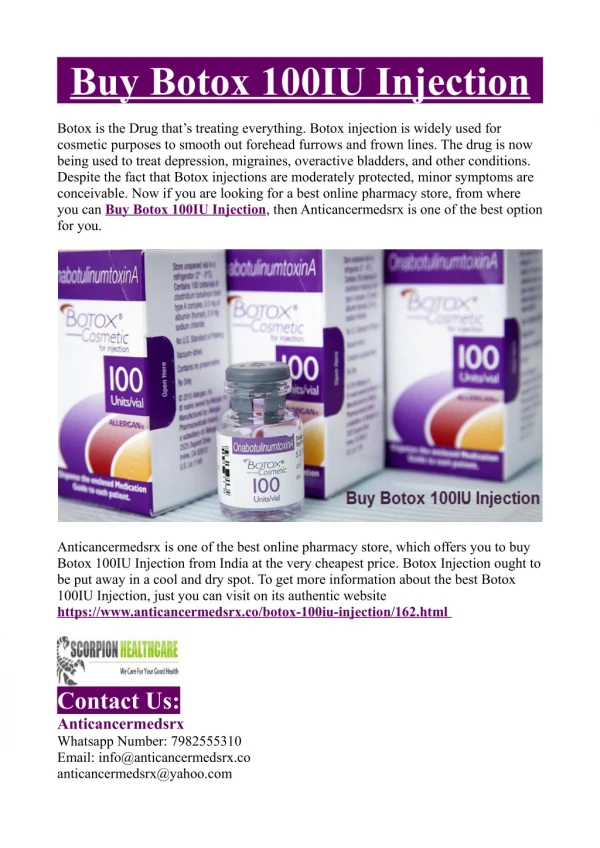 Buy Botox 100IU Injection