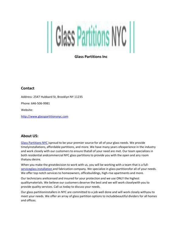 Glass Partitions Inc