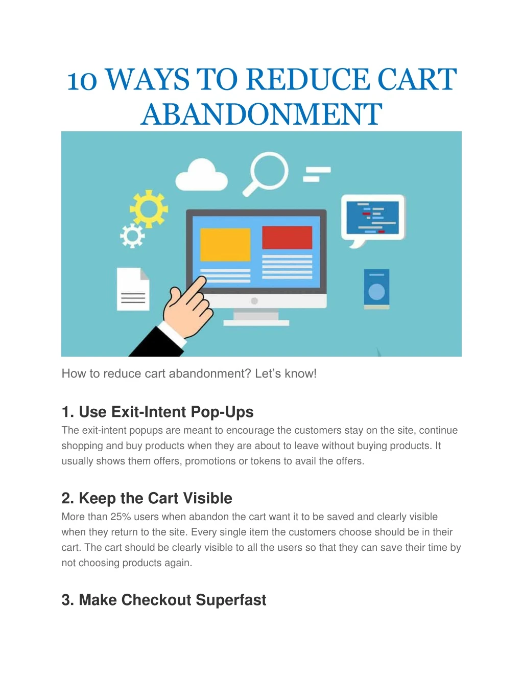 10 ways to reduce cart abandonment