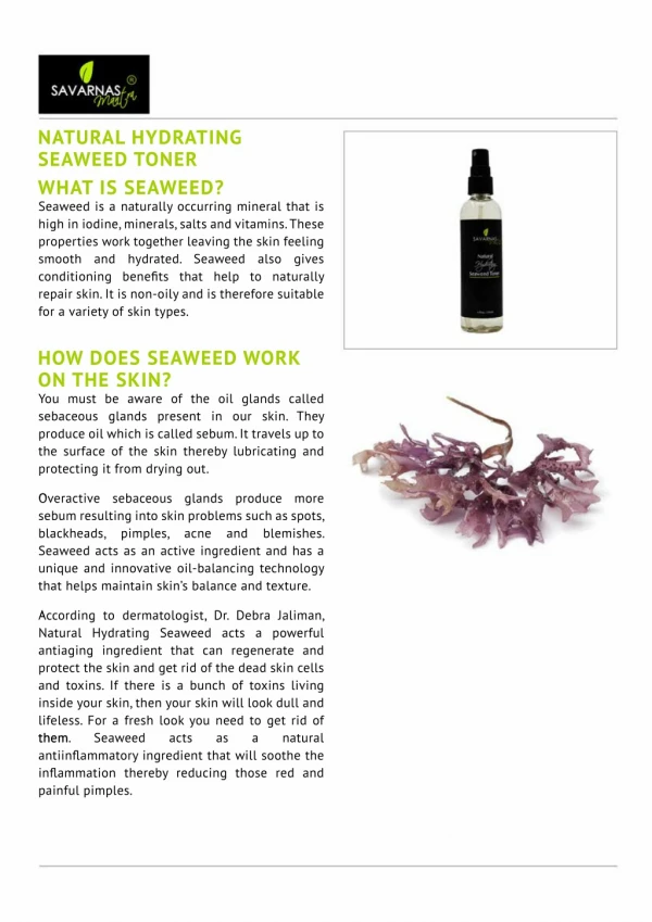 Buy Natural Hydrating Seaweed Toner Online