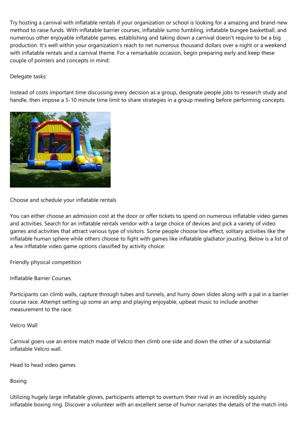 try hosting a carnival with inflatable rentals