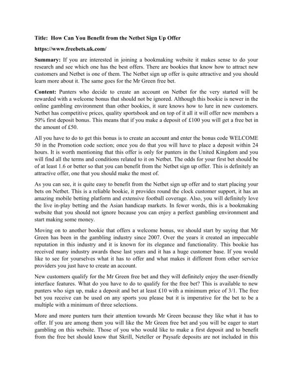title how can you benefit from the netbet sign