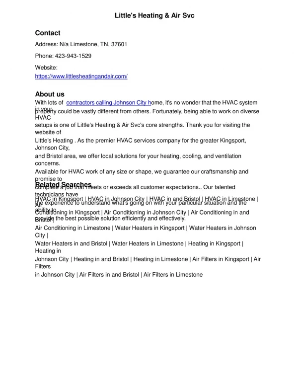 Little's Heating & Air Svc