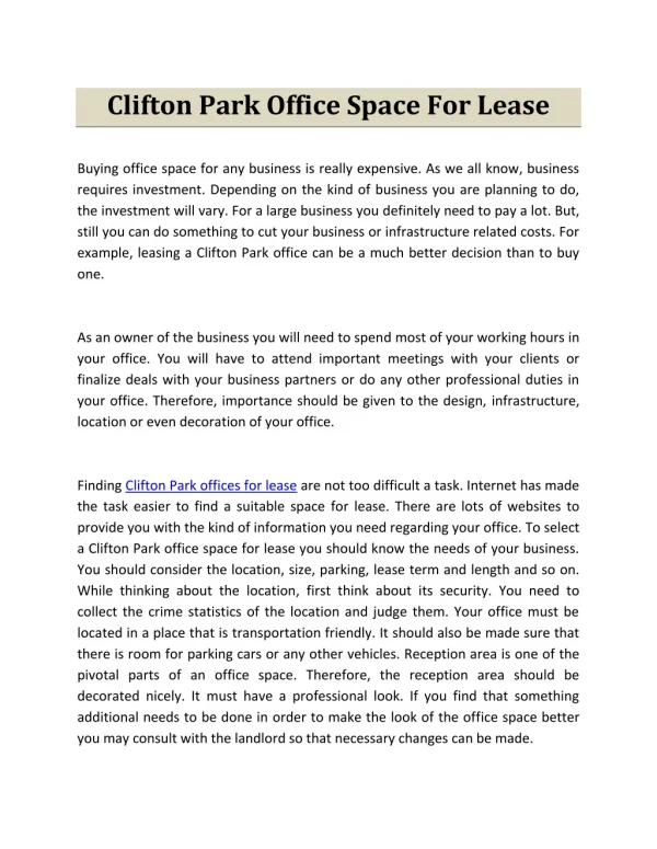 Clifton Park Office Space For Lease