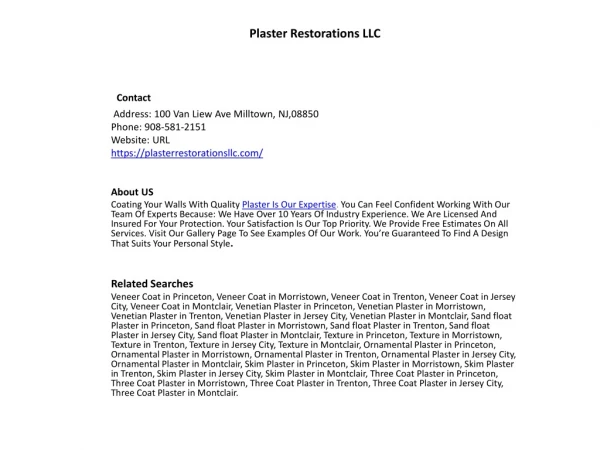 Plaster Restorations LLC