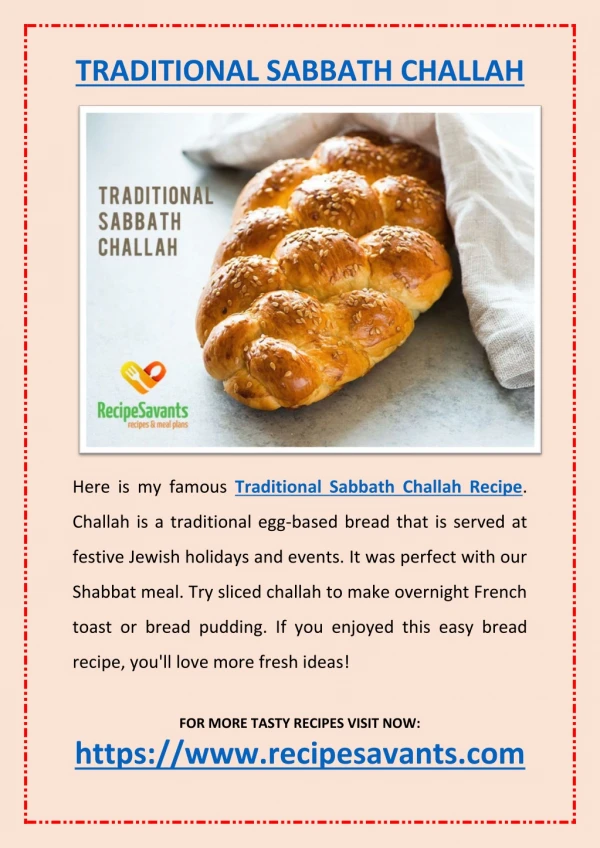 Traditional Sabbath Challah Recipe