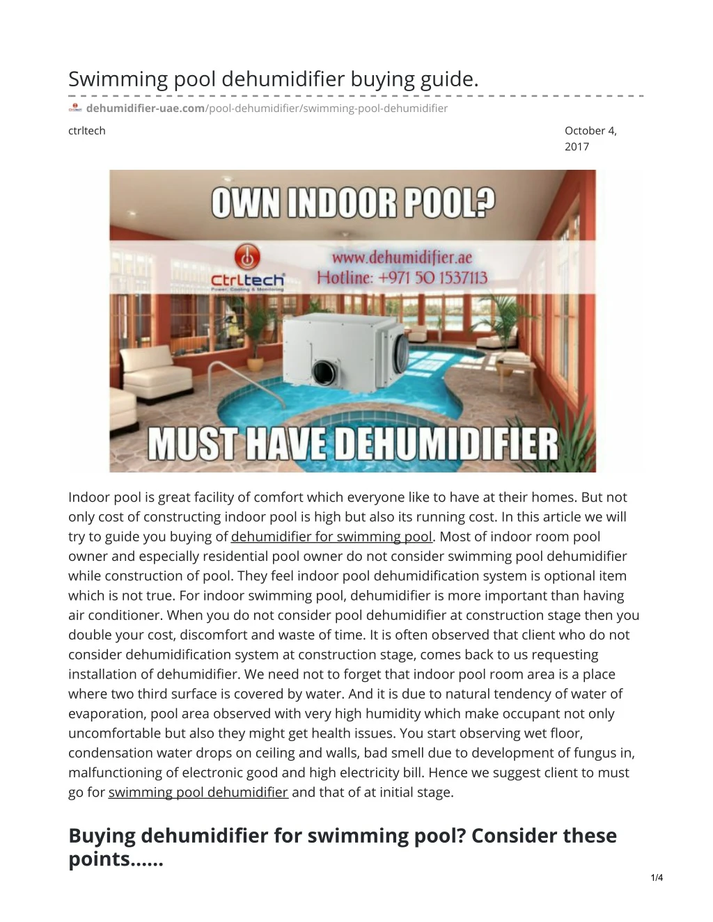 swimming pool dehumidifier buying guide