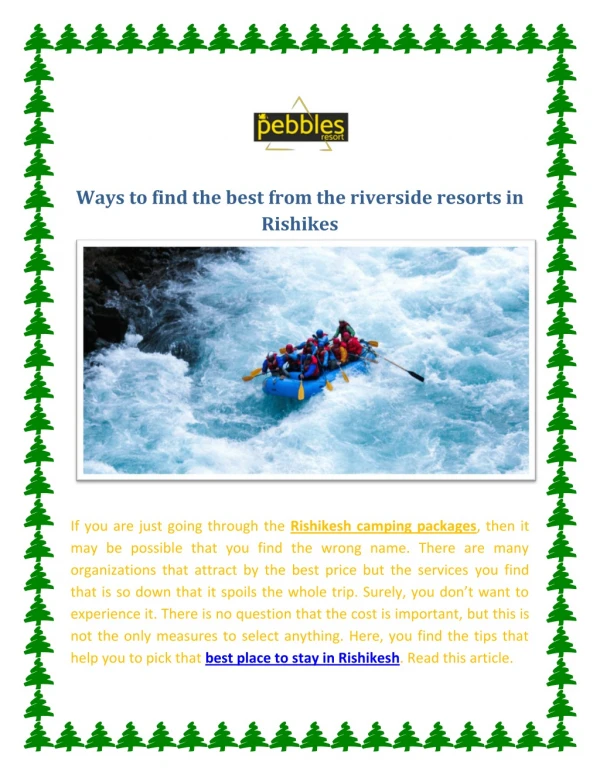 River Rafting Package in Affordable Rates