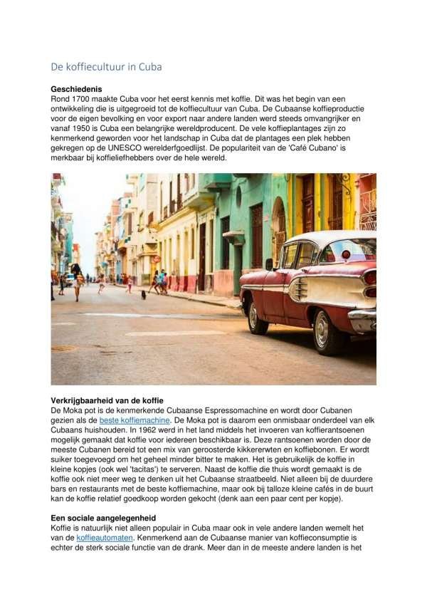 De koffiecultuur in Cuba