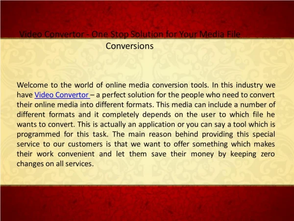 Online Free Video Convertor