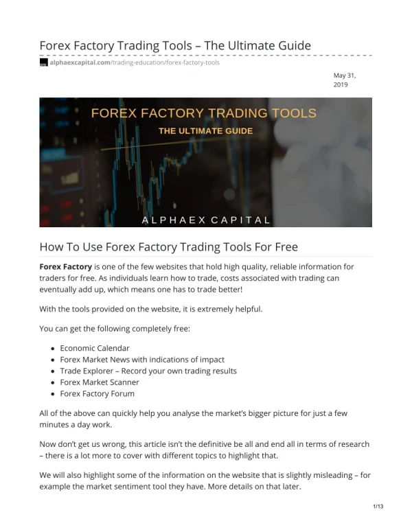 Forex Factory Trading Tools By Alphaex Capital