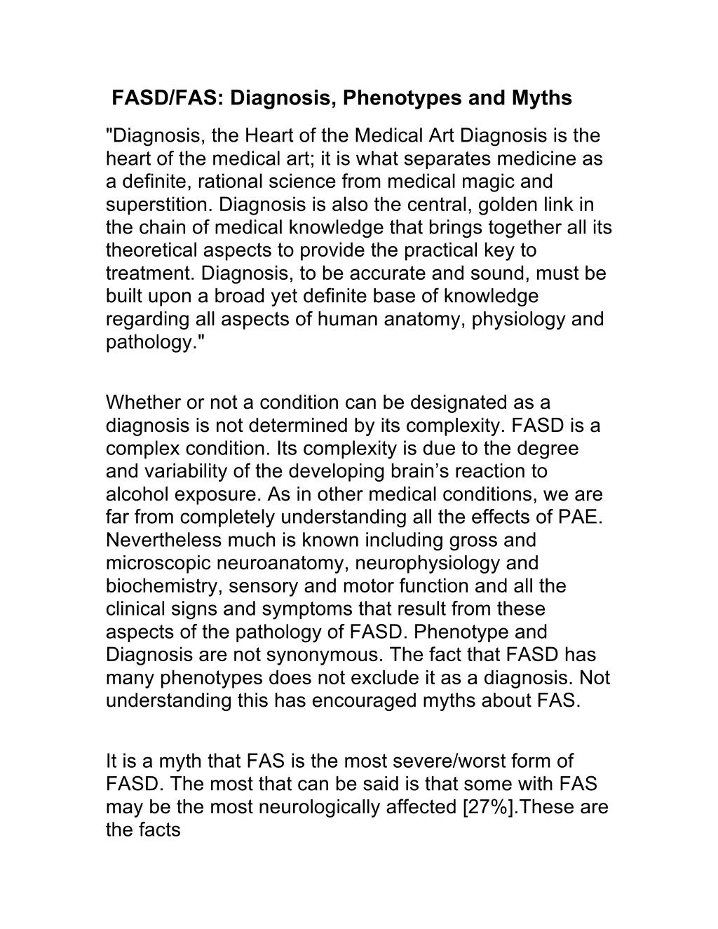 fasd fas diagnosis phenotypes and myths